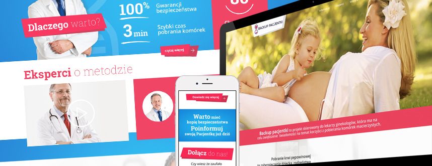 Strona www, identyfikacja wizualna Backup pacjentki Polski Bank  Komórek Macierzystych