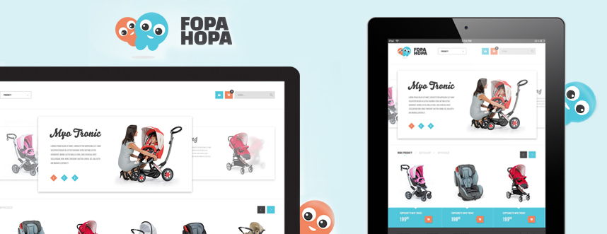 Sklep on-line, identyfikacja wizualna FOPA HOPA wózki dziecięce