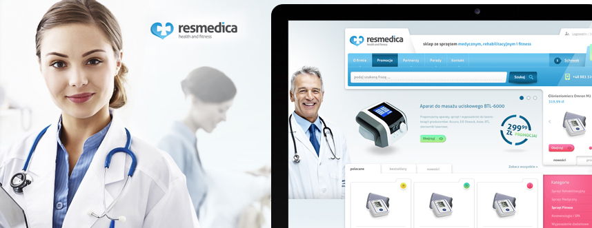Sklep on-line, identyfikacja wizualna Resmedica sklep ze sprzętem medycznym